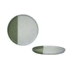 ASSIETTE DESSERT GEO 21CM VERT GRES