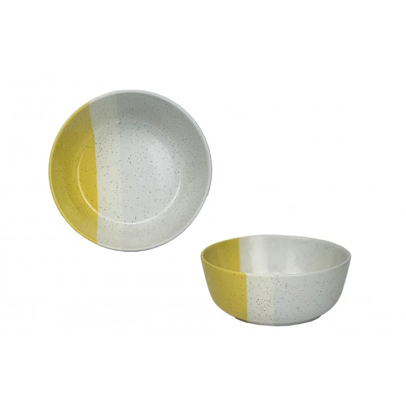 ASSIETTE CREUSE GEO 16CM JAUNE GRES