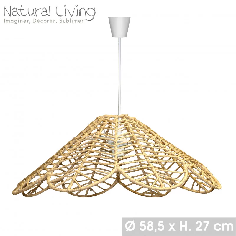 SUSPENSION TULIPE EN RAPHIA D59CMXH27CM