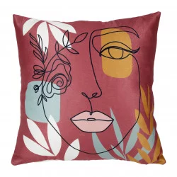 HOUSSE DE COUSSIN VISAGE TERRACOTTA 40x40cm