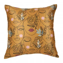 HOUSSE DE COUSSIN VISAGE MOUTARDE
