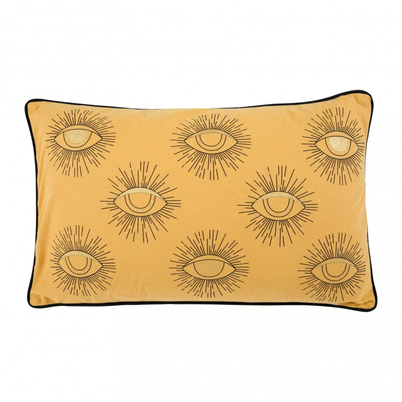 HOUSSE DE COUSSIN RECTANGLE YEUX JAUNE NOIR 30x50cm