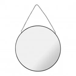 MIROIR ROND MÉTAL NOIR INDUSTRIEL D29cm