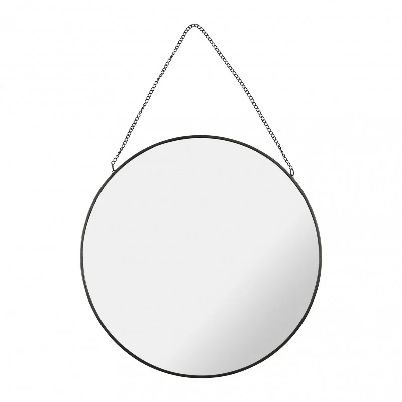 MIROIR ROND MÉTAL NOIR INDUSTRIEL D29cm