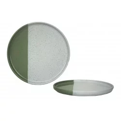 ASSIETTE PLATE GEO VERT NATUREL GRÈS D27cm