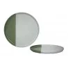 ASSIETTE PLATE GEO VERT NATUREL GRÈS D27cm