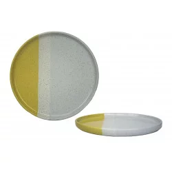 ASSIETTE PLATE GEO JAUNE GRÈS D27cm