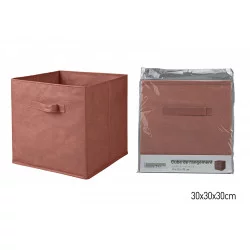 CUBE RANGEMENT INTISSÉ COULEUR ROSE TOMETTE 30x30x30cm