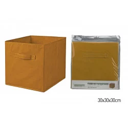 CUBE RANGEMENT INTISSÉ JAUNE AMBRE 30x30x30cm