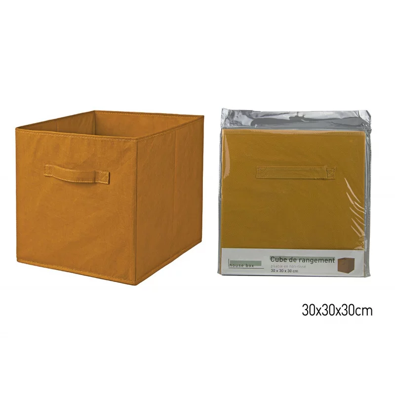 CUBE RANGEMENT INTISSÉ JAUNE AMBRE 30x30x30cm CUBE RANGEMENT INTISSÉ JAUNE AMBRE 30x30x30cm