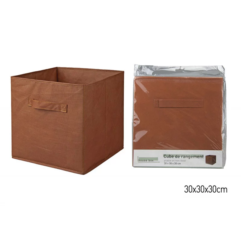 CUBE RANGEMENT INTISSÉ BRIQUE 30x30x30cm