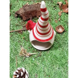 PHOTOPHORE PÈRE NOËL BONNET RAYÉ ROUGE ET BLANC H16.5cm