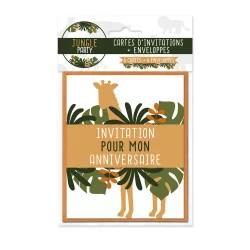 SACHET 6 INVITATIONS JUNGLE PARTY
