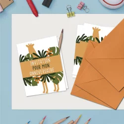 SACHET 6 INVITATIONS JUNGLE PARTY