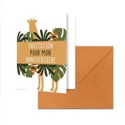 SACHET 6 INVITATIONS JUNGLE PARTY