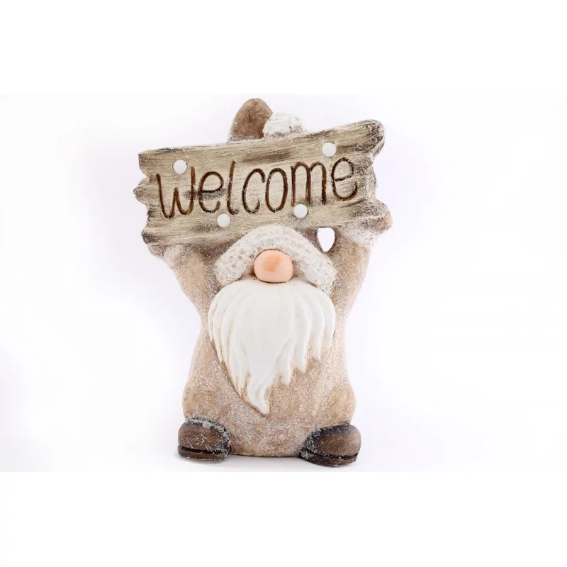 GNOME AVEC PANCARTE WELCOME LED