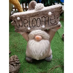 GNOME AVEC PANCARTE WELCOME LED