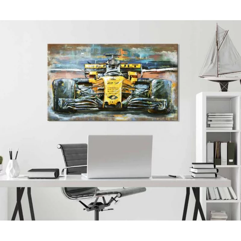 CADRE MÉTAL FORMULE 1 JAUNE 80X120cm