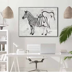 TOILE ZÈBRE AUX OISEAUX 90x120cm