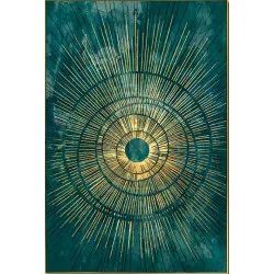 TOILE ENCADRÉE DORÉE VERT ORIGINE 80x120cm