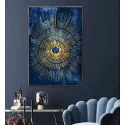 TOILE ENCADRÉE DORÉE BLEU ORIGINE 80x120cm