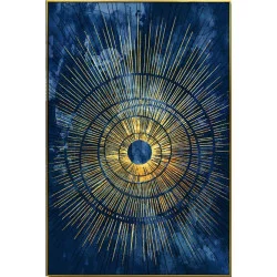 TOILE ENCADRÉE DORÉE BLEU ORIGINE 80x120cm