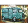 CADRE MÉTAL CAMIONETTE TAULE BLEU 80x120cm