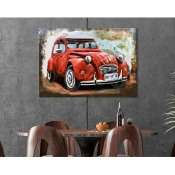 CADRE MÉTAL 2CV ROUGE 80x120cm