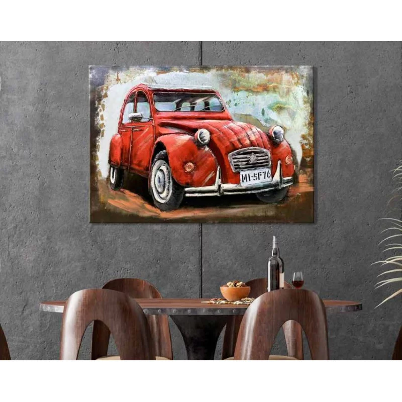 CADRE MÉTAL 2CV ROUGE 80x120cm CADRE MÉTAL 2CV ROUGE 80x120cm