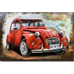 CADRE MÉTAL 2CV ROUGE 80x120cm