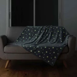 PLAID PHOSPHORESCENTE FLUO NIGHT GRIS 125x150cm