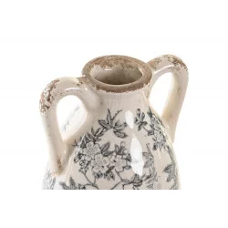 VASE OREILLES FLEURS BLANC ROMANTIQUE GR