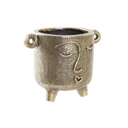 VASE POT VISAGE DORE SUR PIED NAIF 33X23