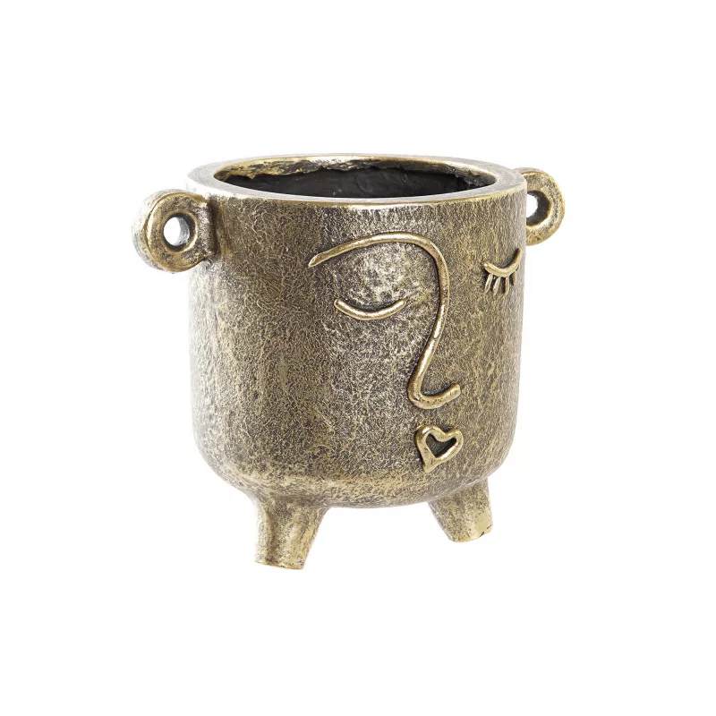 VASE POT VISAGE DORE SUR PIED NAIF 33X23