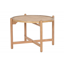 PETITE TABLE ROTIN 66X66X45 DESSUS CANNA