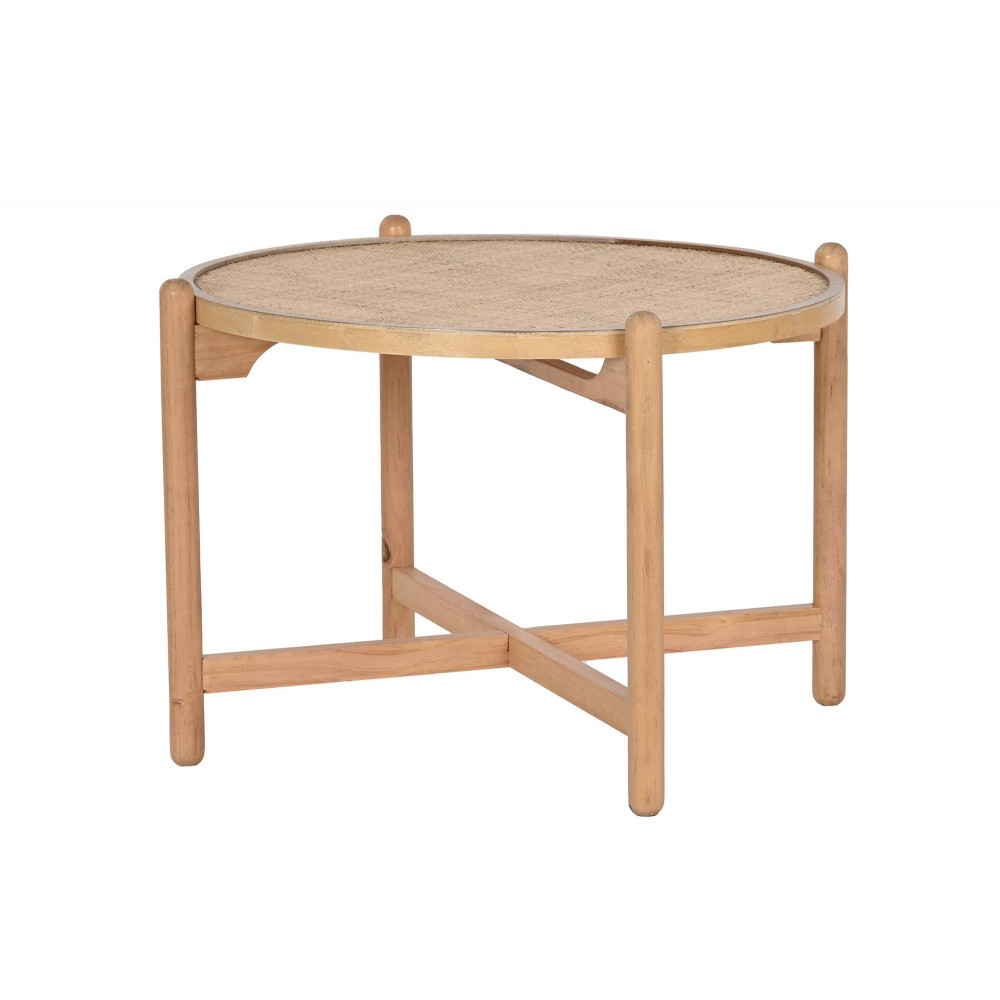 PETITE TABLE ROTIN 66X66X45 DESSUS CANNA