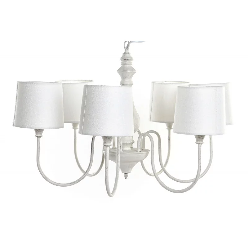 PLAFONNIER 6 BRANCHES METAL BLANCHIT 66X
