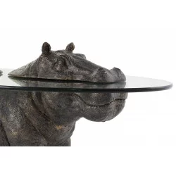 TABLE AUXILIAIRE HIPPOPOTAME EN RÉSINE 80x50x37cm
