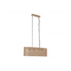 PLAFONNIER CALANDRE OVALE 4 LUMIÈRES MANGUIER 80x24x28cm