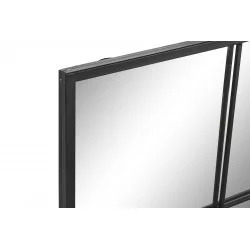 MIROIR VERRIÈRE CARRÉ MÉTAL NOIR 90x1.8x90cm