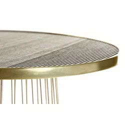 BOUT DE CANAPÉ FILAIRE DORÉE ET PLATEAU BOIS MDF D40xH40cm