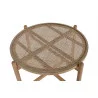PETITE TABLE RONDE ROTIN PAULOWNIA DESSUS CANNAGE PETITE TABLE RONDE ROTIN PAULOWNIA DESSUS CANNAGE