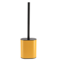 BROSSE WC PLATE OCRE/NOIR EN SILICONE ET