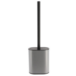 BROSSE WC PLATE GRIS/NOIR EN SILICONE ET