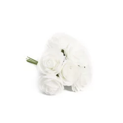 BOUQUET DE 8 ROSES MOUSSES BLANCHES 8CM