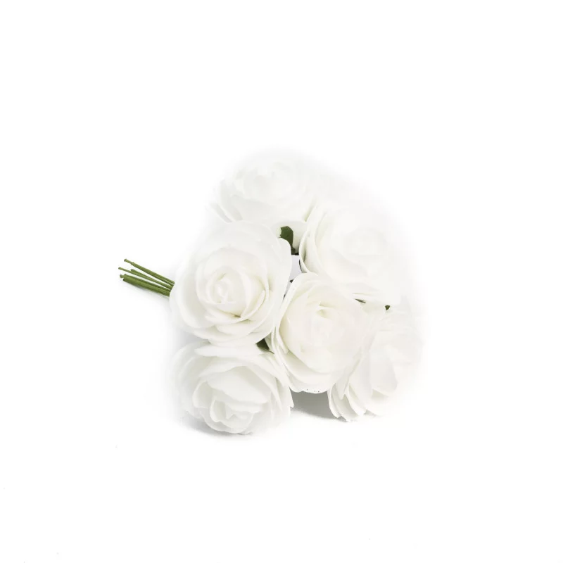 BOUQUET DE 8 ROSES MOUSSES BLANCHES 8CM