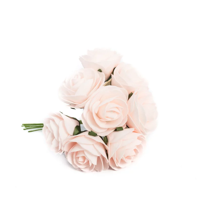 BOUQUET DE 8 ROSES MOUSSES ROSE 8CM SUR
