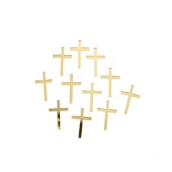 DECO CROIX X10 EN PLEXI OR 3X 2CM