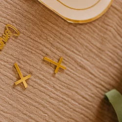 DECO CROIX X10 EN PLEXI OR 3X 2CM