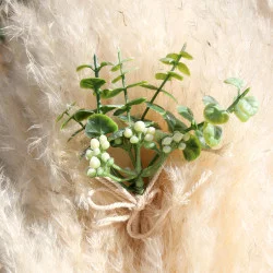 BOUQUET D'EUCALYPTUS VERT ET BLANC 14CM